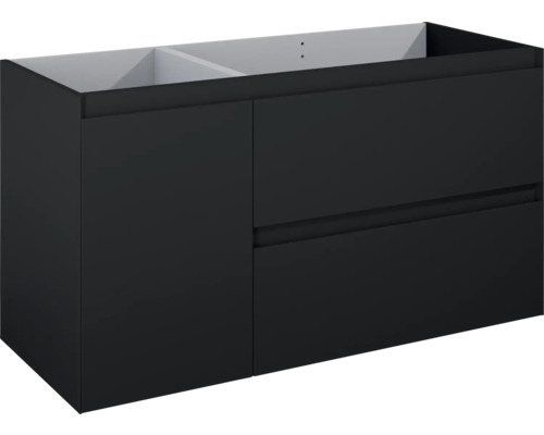 Jungborn DECEM Waschbeckenunterschrank BxHxT 120x63.5x45.8 cm schwarz matt Waschbeckenunterschrank mit zwei Schubladen
