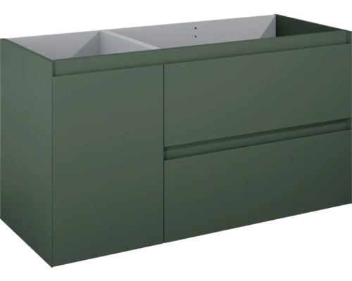 Jungborn DECEM Waschbeckenunterschrank BxHxT 120x63.5x45.8 cm forest grün matt Waschtischunterschrank mit zwei Schubladen