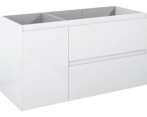 Jungborn DECEM Waschbeckenunterschrank BxHxT 120x63.5x45.8 cm weiss hochglanz Waschbeckenunterschrank mit zwei Schubladen und einer Tür
