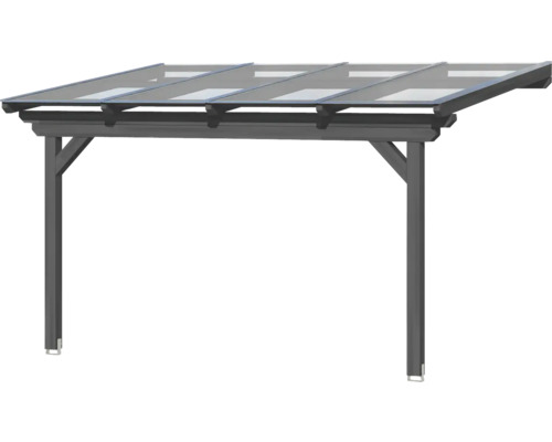 Auvent avec toit transparent sur deux poteaux