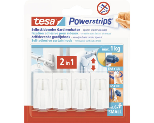 Tesa Powerstrips selbstklebende Gardinenhaken im Karton