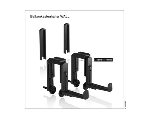 Support de jardinière pour montage mural, réglable entre 74 et 110 millimètres