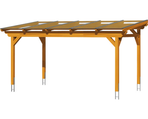 Carport en bois avec toit transparent pour abriter des véhicules