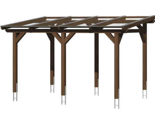Carport en bois avec ancrages de poteau en acier