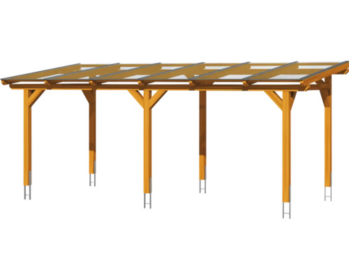 Carport en bois avec toit transparent