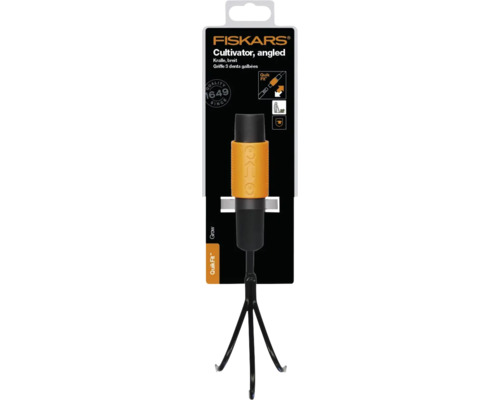 Cultivateur Fiskars, large, avec trois dents pour ameublir le sol