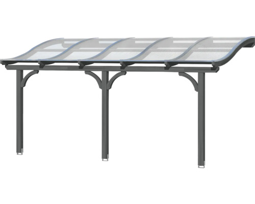 Auvent avec toit transparent et poteaux gris