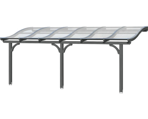 Auvent avec toit transparent et supports gris