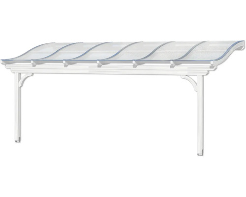 Auvent avec toit transparent et supports blancs