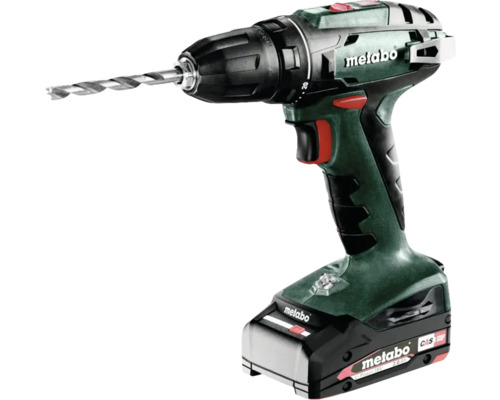 Metabo Akku-Bohrschrauber 18 V BS 18 inklusive 2 Akkus 2,0 Ah und Ladegerät Akkubohrschrauber von Metabo mit Bohrer