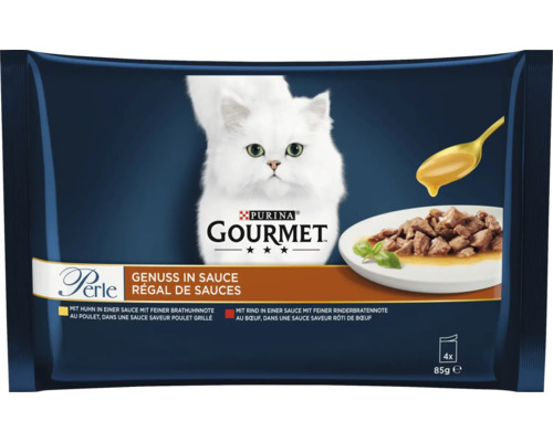 Gourmet Perle en sauce Poulet & Boeuf 4x85 g Purina Gourmet Perle nourriture pour chat en sachet portion