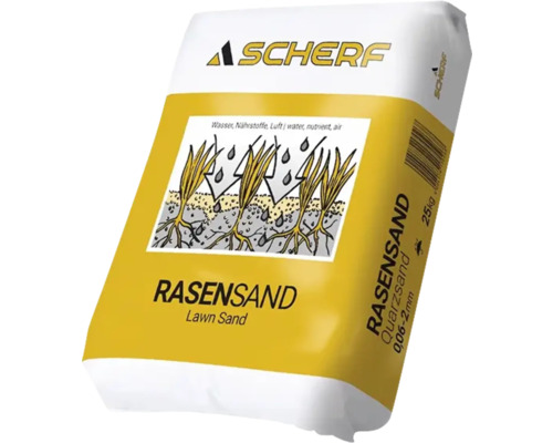 Sable pour gazon (sable siliceux) 0,06-2 mm 25 kg Sac de sable pour gazon avec sable de quartz, granulométrie de 0,06 à 2 millimètres, 25 kilogrammes