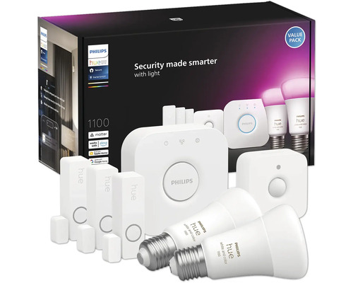 Système de sécurité Philips Hue avec ampoules, détecteurs et pont