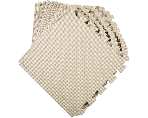 Puzzlematten 12-tlg. 32,5x32,5 cm inkl. 24 Seitenrändern beige Mehrere ineinandergreifende Schaumstoffmatten für Bodenbelag