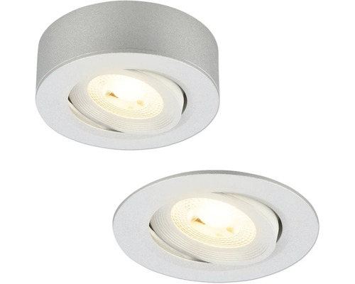 Zwei runde Deckeneinbauleuchten aus Metall