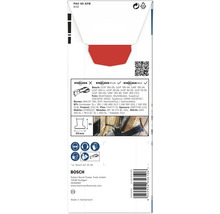 Verpackungsinformationen für Bosch Werkzeugzubehör, einschliesslich Starlock Kompatibilität und Produktdimensionen.