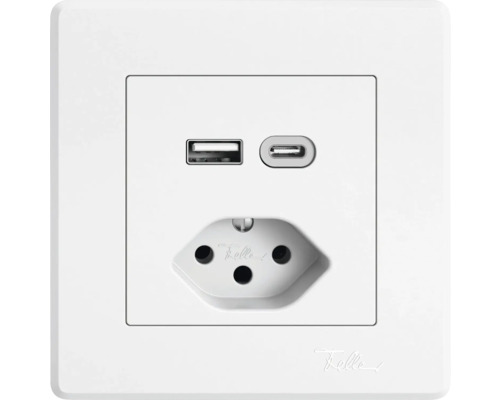 Prise encastrée EDIZIO.liv UP 1xT13/1xUSB A+C blanc