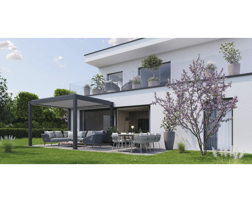 Pergola biohort 3x3 312 x 312 cm gris foncé-métallique/argent