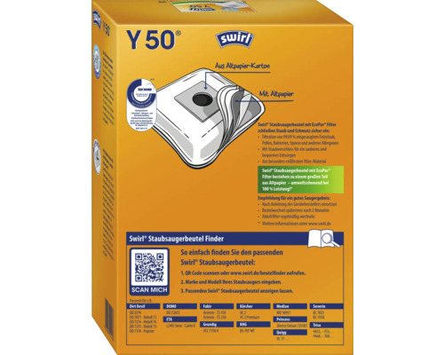 Swirl Y50 Sacs d''aspirateur, paquet