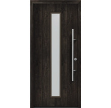 Porte d'entrée EcoStar ISOPRO Secur IPS 020S 1100 x 2100 mm droite night oak avec ensemble de ferrures, poignée barre en acier inoxydable, cylindre profilé de sécurité avec 5 clés