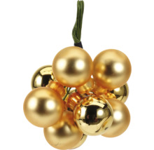 Boules de Noël dorées sur un fil pour la décoration