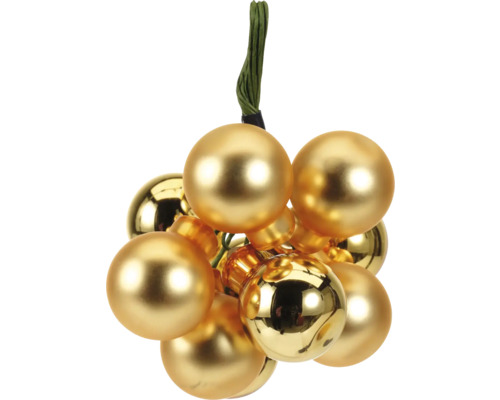 Boules de Noël dorées sur un fil pour la décoration