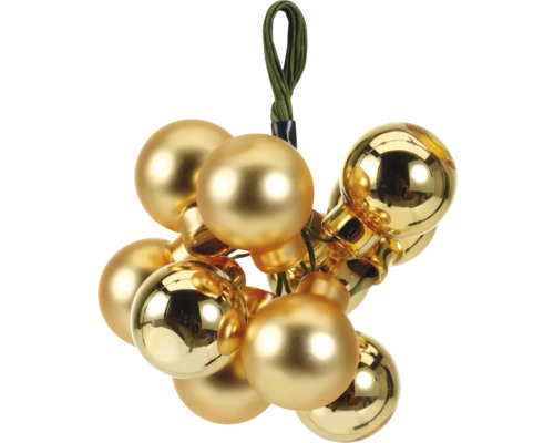 Grappe de boules de Noël dorées avec suspension