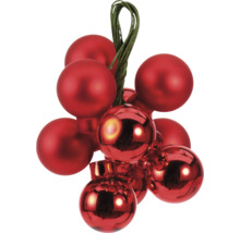 Bouquet de boules de Noël rouges avec une surface mate et brillante