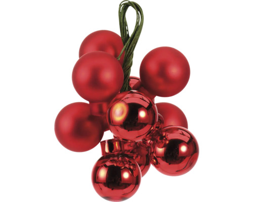 Bouquet de boules de Noël rouges avec une surface mate et brillante