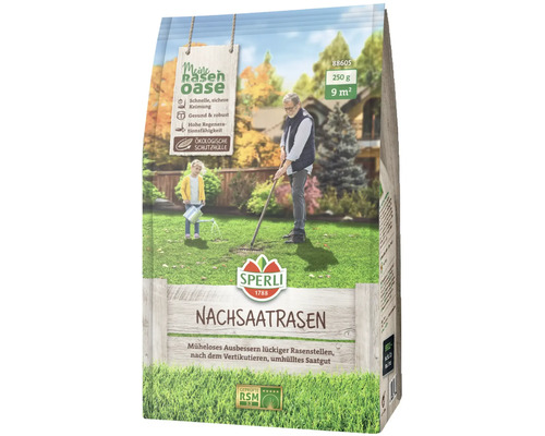 Sperli Nachsaatrasenpackung mit 250 Gramm für 9 Quadratmeter