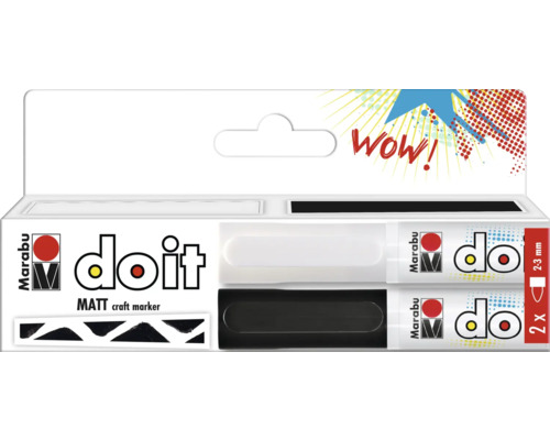 Marabu DO IT craft marker matt schwarz weiß 2x 2-3 mm Marabu Do It Matt Bastelmarker Set mit zwei Stiften