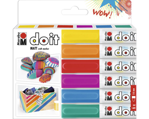 Marabu Do it Marker Set für Bastelarbeiten, sechs Stück