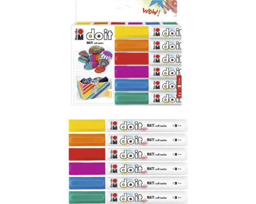Marabu Do it Marker Set, sechs Stück, mit einer Strichstärke von circa 2 bis 3 Millimeter