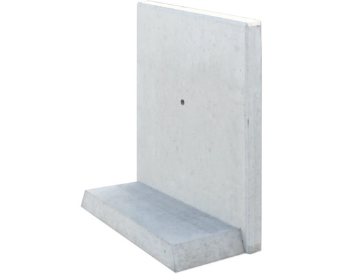 L-Stein Winkelstein Sichtbeton grau 100 x 5 x 100 cm Fusstiefe = 45 cm