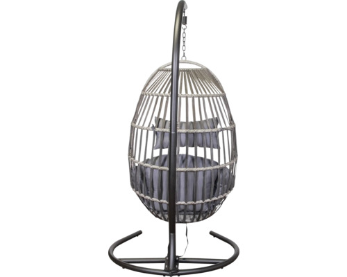 Fauteuil suspendu en rotin avec structure en acier et coussins