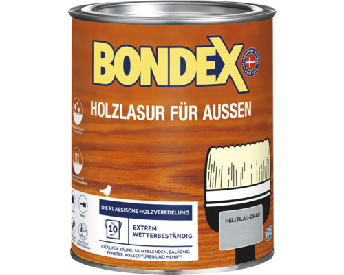 Lasure pour bois BONDEX bleu clair/gris 750 ml Lasure pour bois Bondex pour l''extérieur, boîte