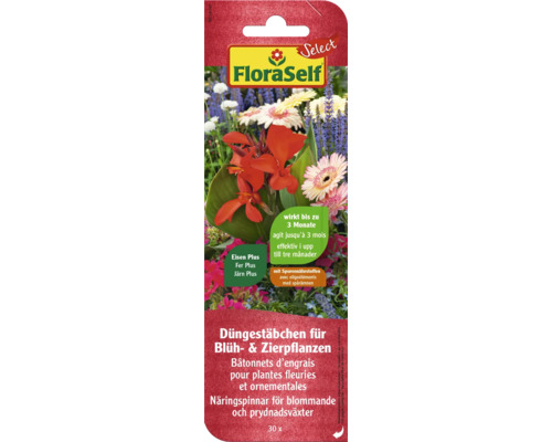 Bâtonnets d'engrais pour plantes fleuries & plantes ornementales FloraSelf Select, 30 pces Bâtonnets d''engrais FloraSelf pour plantes fleuries et ornementales, 30 pièces