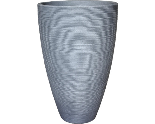 Pflanzvase geli Rillen Kunststoff Ø 40 cm H 60 cm grau