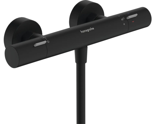 Robinet de douche avec thermostat hansgrohe Ecostat Life noir mat 13382670 Logo Hansgrohe Mitigeur de douche pour montage mural
