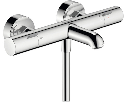 Robinet de baignoire avec thermostat hansgrohe Ecostat Life noir mat 13384670 Mitigeur thermostatique apparent pour douche en métal