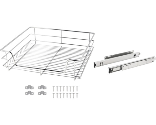 Auszugkorb aus Metall mit Montagematerial für Schränke