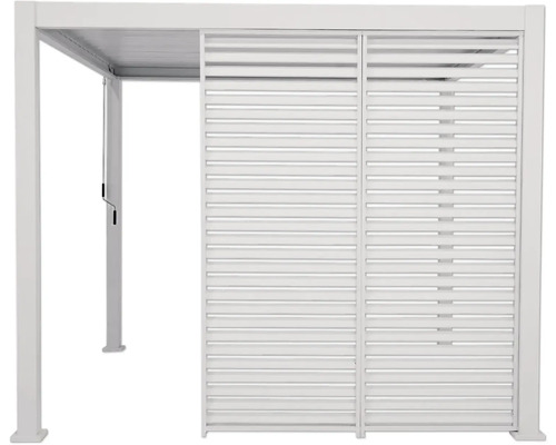 Pergola blanche avec paroi à lamelles pour le jardin