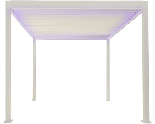 Pergola autoportante blanche avec toit à lamelles