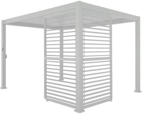 Pergola de terrasse grise autoportante avec parois à lamelles.