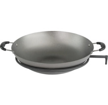 Wok en métal avec poignées et support