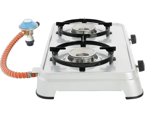Réchaud à gaz double avec tuyau de gaz et détendeur