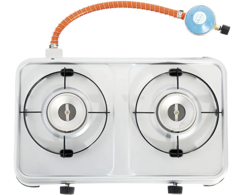 Réchaud à gaz double avec tuyau de gaz et régulateur de pression de gaz