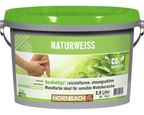 Naturweiss Wandfarbe im Eimer, 2,5 Liter für circa 16 bis 19 Quadratmeter, von Hornbach