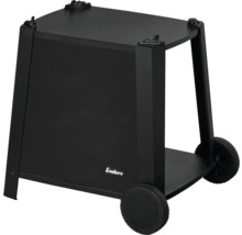 Chariot de barbecue noir avec roues et espace de rangement