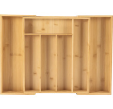 Organisateur de tiroir en bambou avec compartiments variables pour ustensiles de cuisine